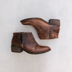 Brown leather ankle boots